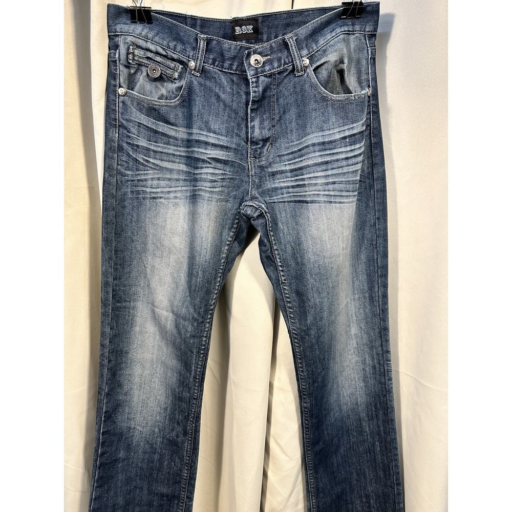 Rok Destressed Men's Jeans‎ 34x32 Rn 119149 Wash Out Blue